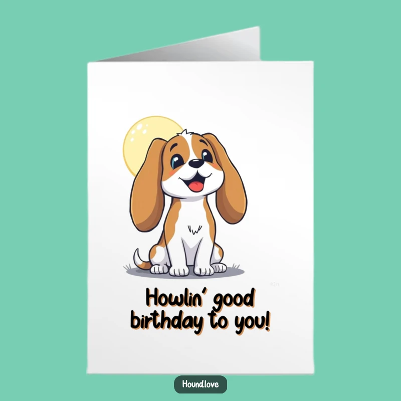 Free Printable Funny Birthday Card: Hound Howling Moon Downloadable Gift