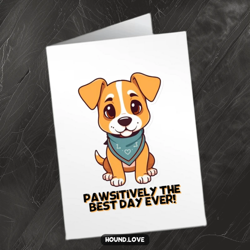 Funny Free Printable Birthday Card: A proud hound dog wearing a jaunty bandana, ready for a party.