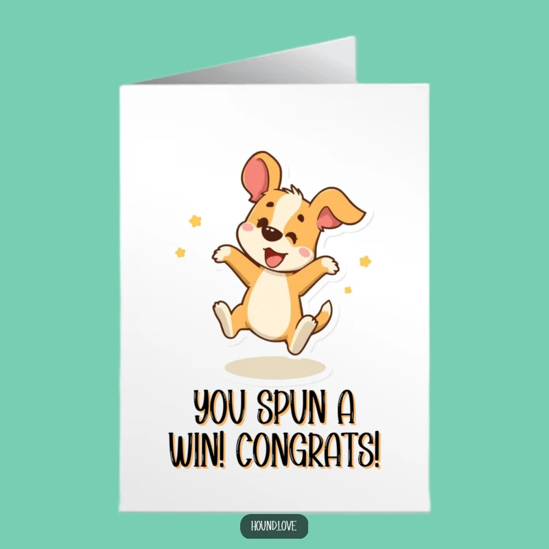 Free Printable Congrats Card: Funny Spinning Hound DIY Downloadable Gift