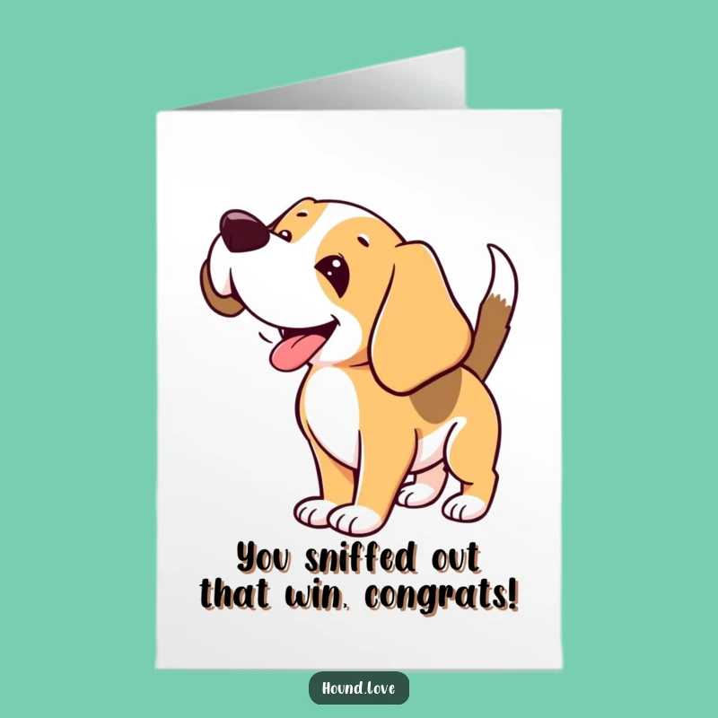 Free Printable Congratulations Card: Joyful Hound Celebrating Success with a Sniff