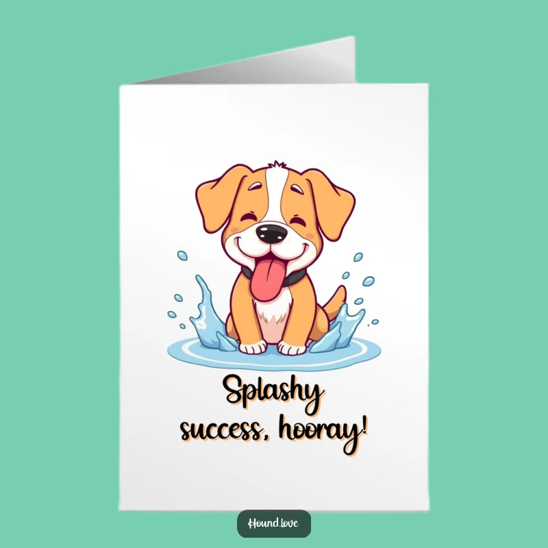 Free Printable Hound Congrats Card: Funny Splashy Dog Downloadable for Cooling Down Success