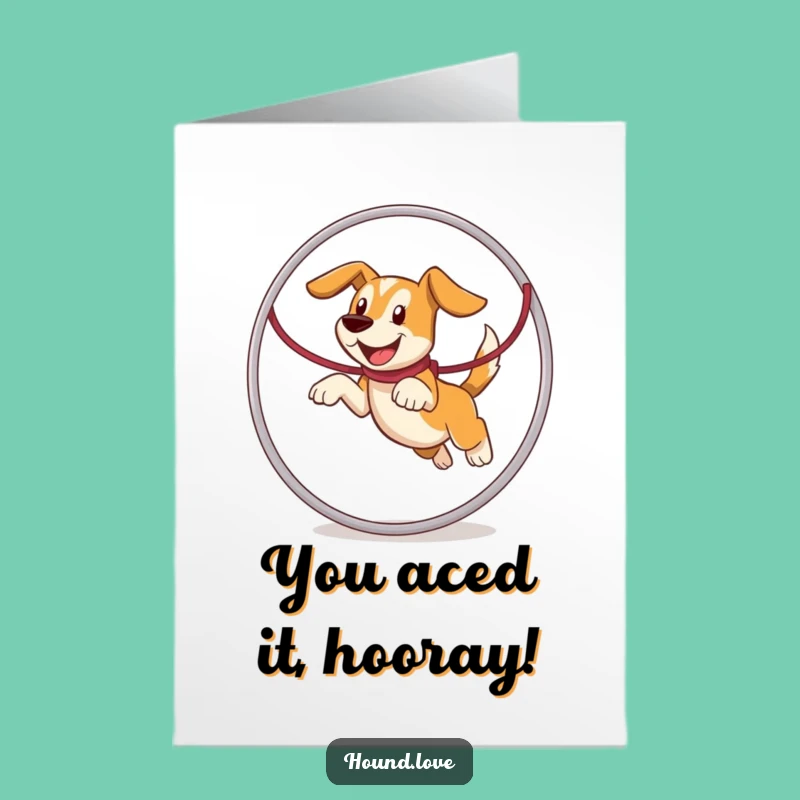 Free Printable Congrats Card: Leaping Hound Hoop Funny Downloadable Greeting