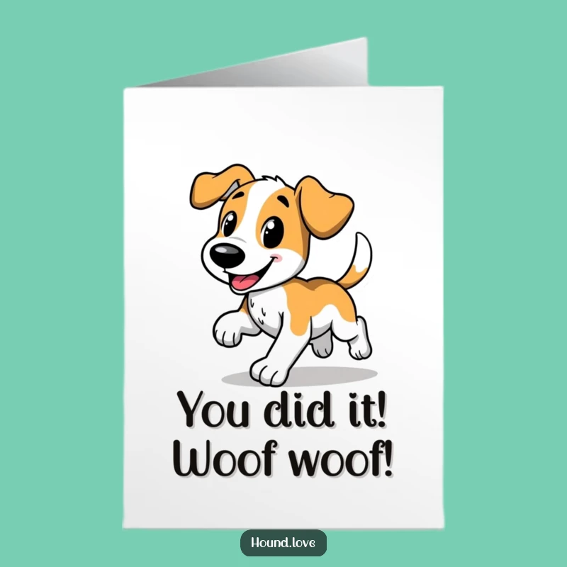 Free Printable Hound Congrats Card: Comical Dog Trot Downloadable for Any Celebration