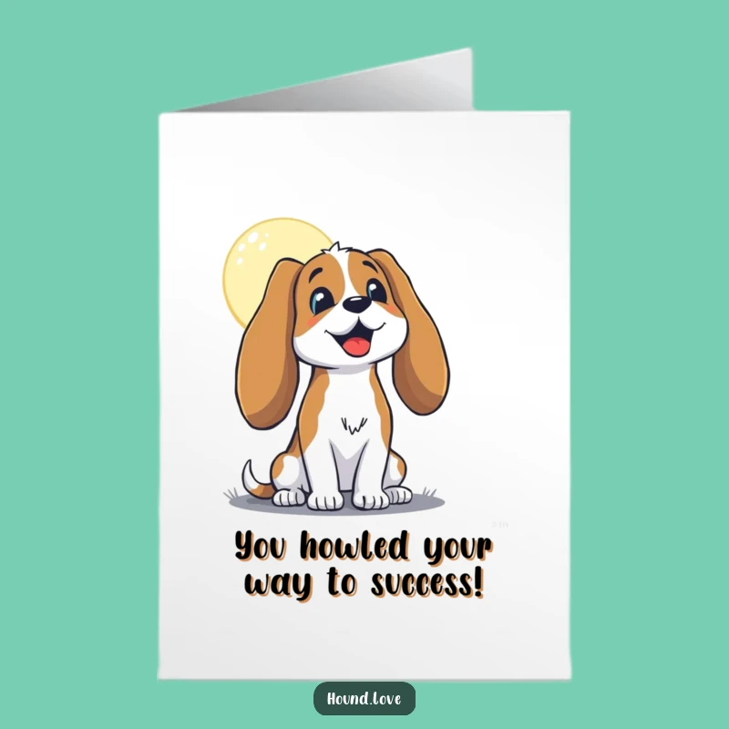 Free Printable Congrats Card: Hound Howling Moon Celebration Downloadable