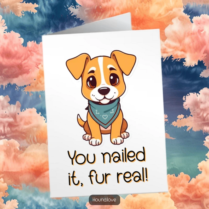 Funny Free Printable Congratulations Card: A proud dog in a bandana, looking stylish and celebratory.