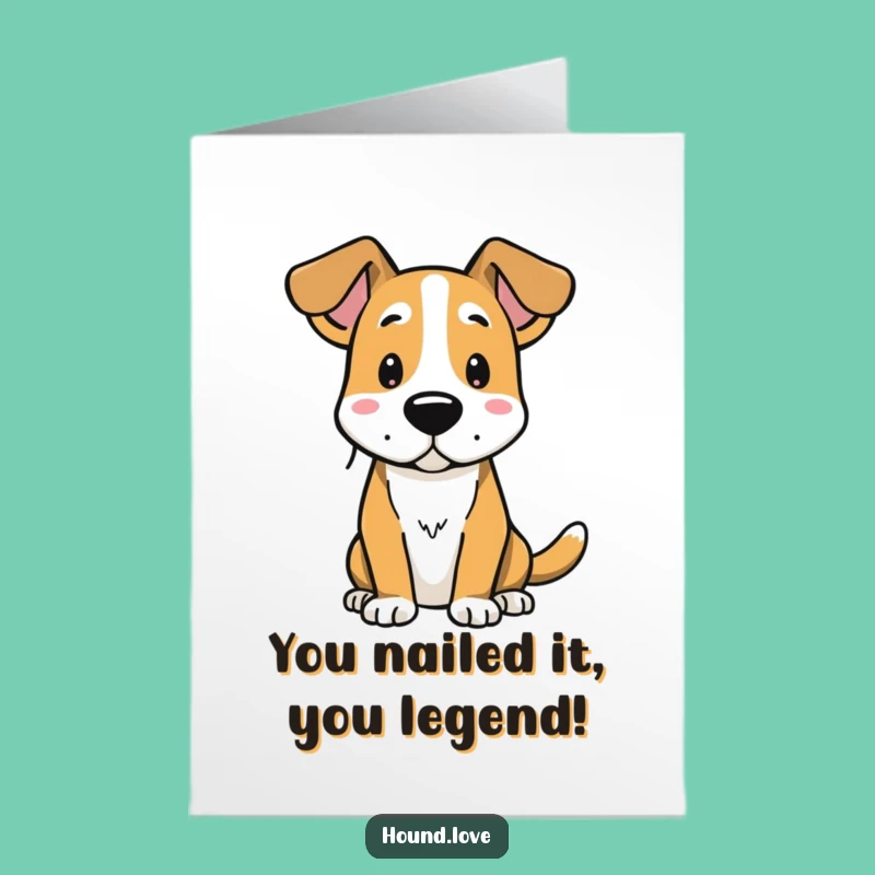 Free Printable Dog Congratulations Card: Funny Hound Ears for Your Big Win!