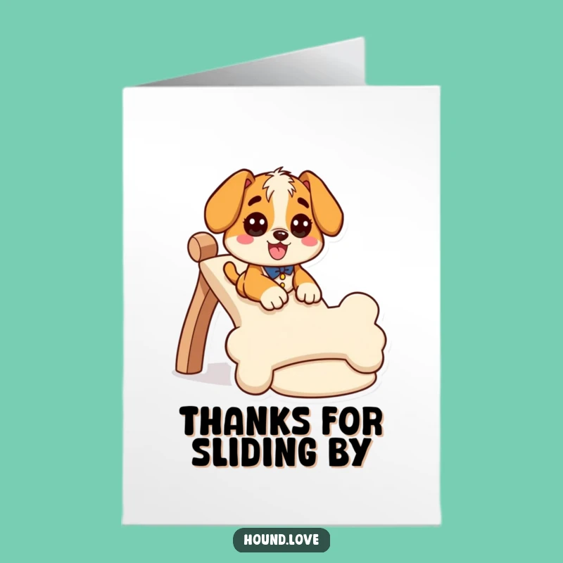 Free Printable Hound Thank You Card: Bone Slide Gratitude Downloadable Gift