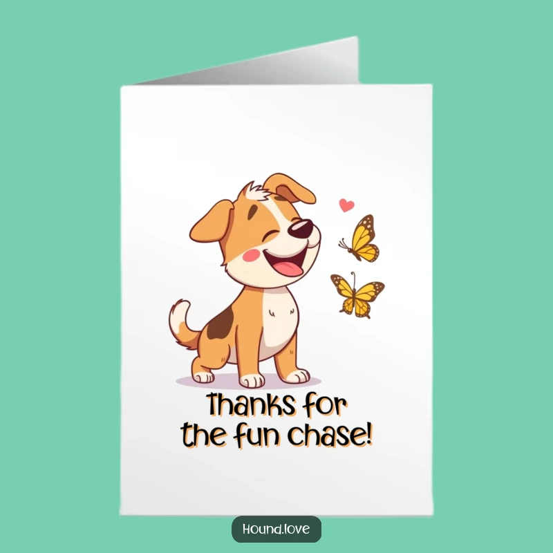 Free Printable Thank You Card: Giggling Hound & Butterfly Funny Downloadable Gift