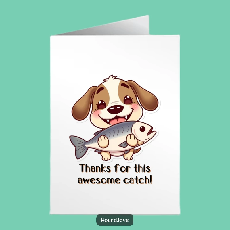 Free Printable Thank You Card: Grinning Hound Fish Gratitude Downloadable