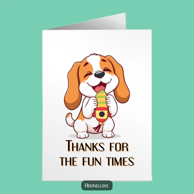Free Printable Thank You Card: Hound Wiggling Toy Funny Downloadable Greeting