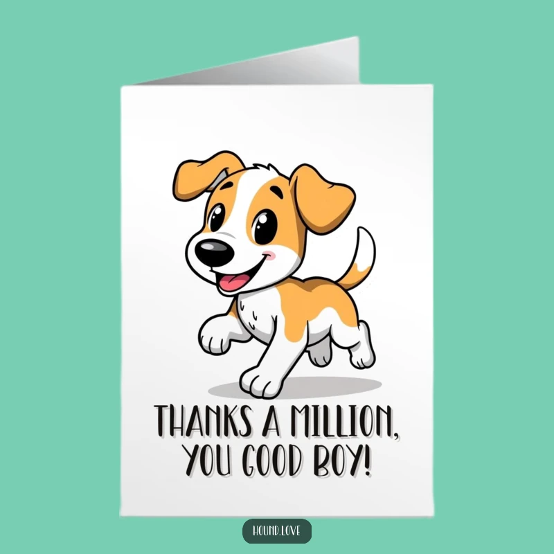 Free Printable Hound Thank You Card: Funny Dog Trot Downloadable for Grateful Moments