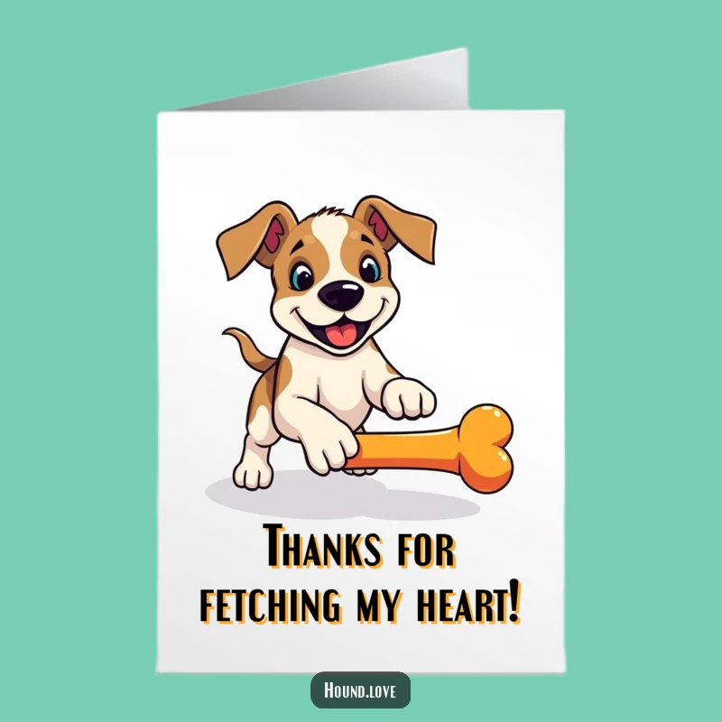 Free Printable Hound Thank You Card: Funny Pouncing Dog Downloadable for Enthusiastic Gratitude