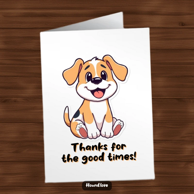 Funny Free Printable Dog Thank You Card: Happy hound doing a playful wriggle, conveying thanks. Sweet and funny downloadable note.