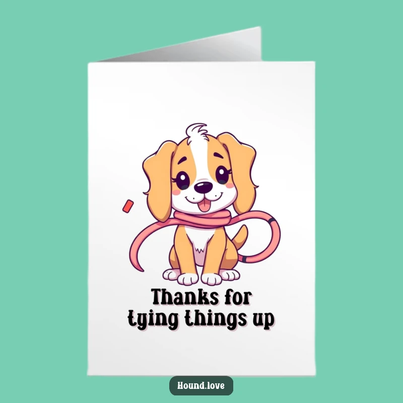 Free Printable Thank You Card: Tangled Hound Ribbon Funny Downloadable Greeting