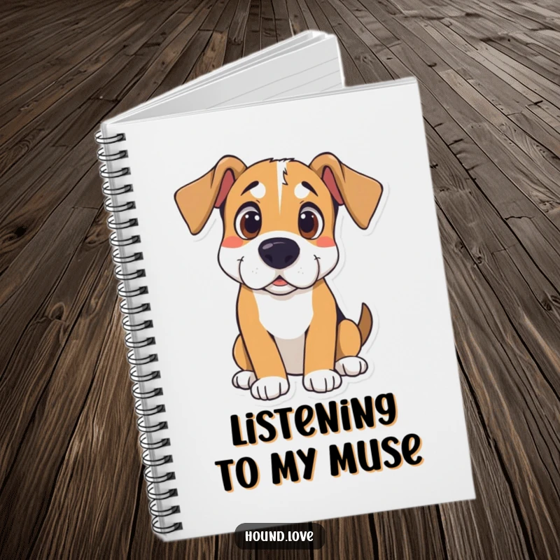 Funny Hound Notebook: Curious hound listening intently, ideal for capturing thoughts with canine-themed humor.