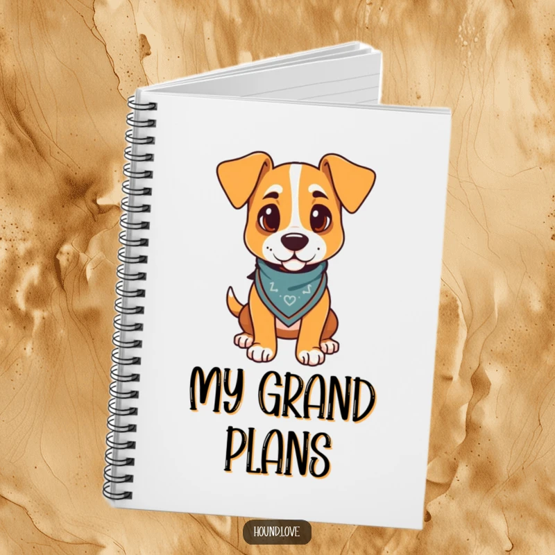Funny spiral notebook with a proud hound wearing a jaunty bandana, perfect for capturing notes and ideas.