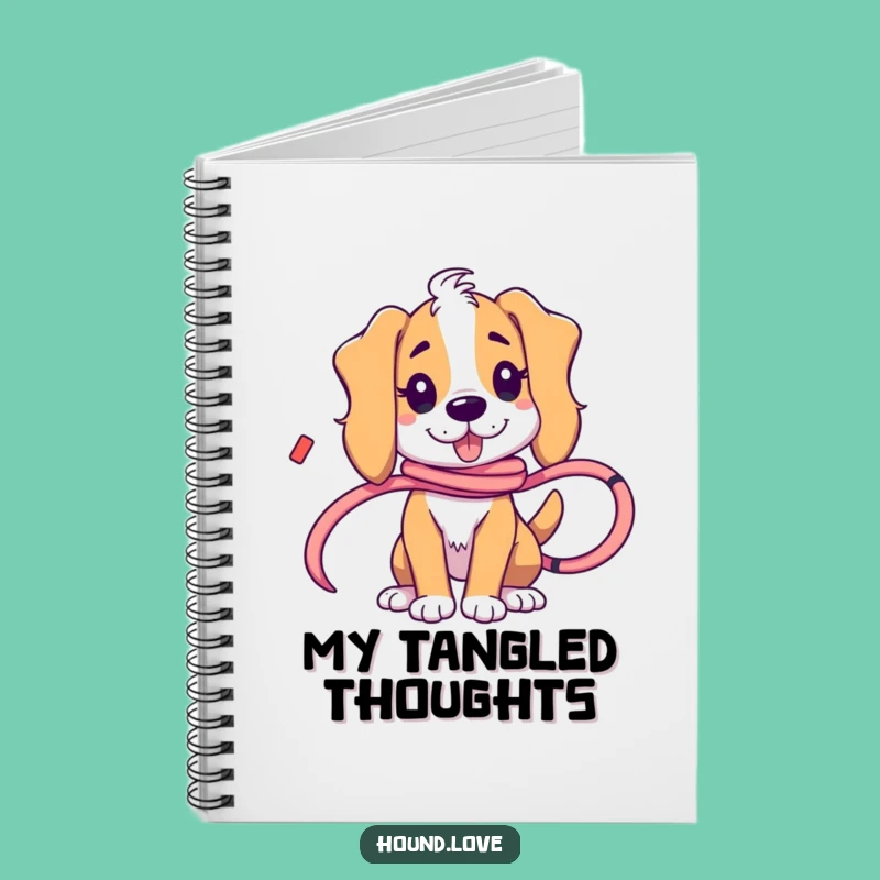 Funny Tangled Hound Notebook: Playful Ribbon Journal, Hilarious Funny Gift