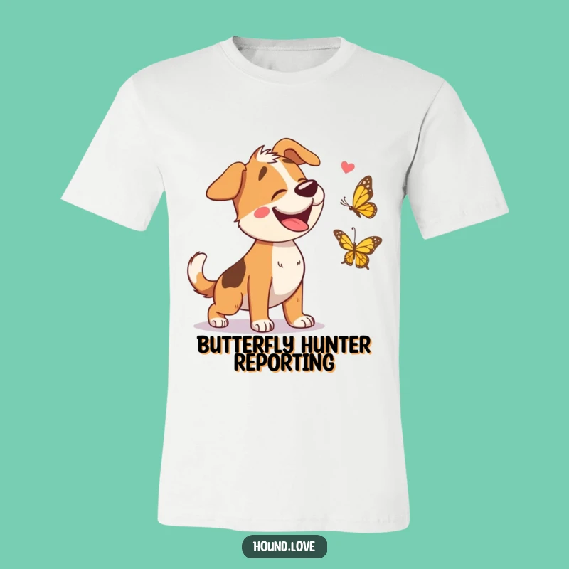 Funny Hound Chasing Butterfly T-Shirt: Hilarious Pet Lover Gift for Maximum Smiles