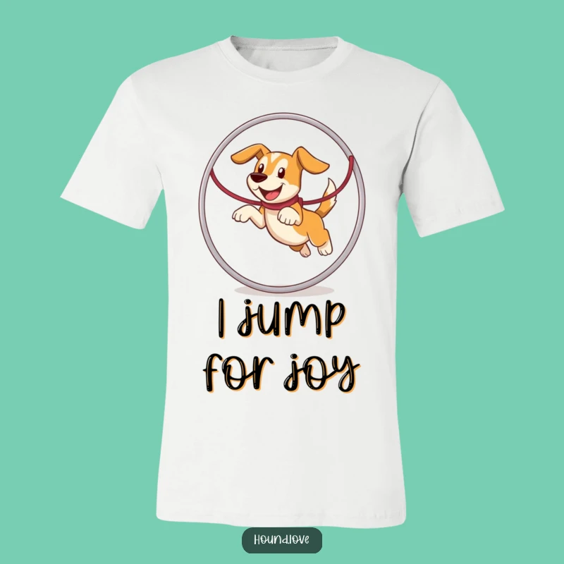 Funny Leaping Hound T-Shirt: Joyful Leash Hoop Jump, Great Funny Gift