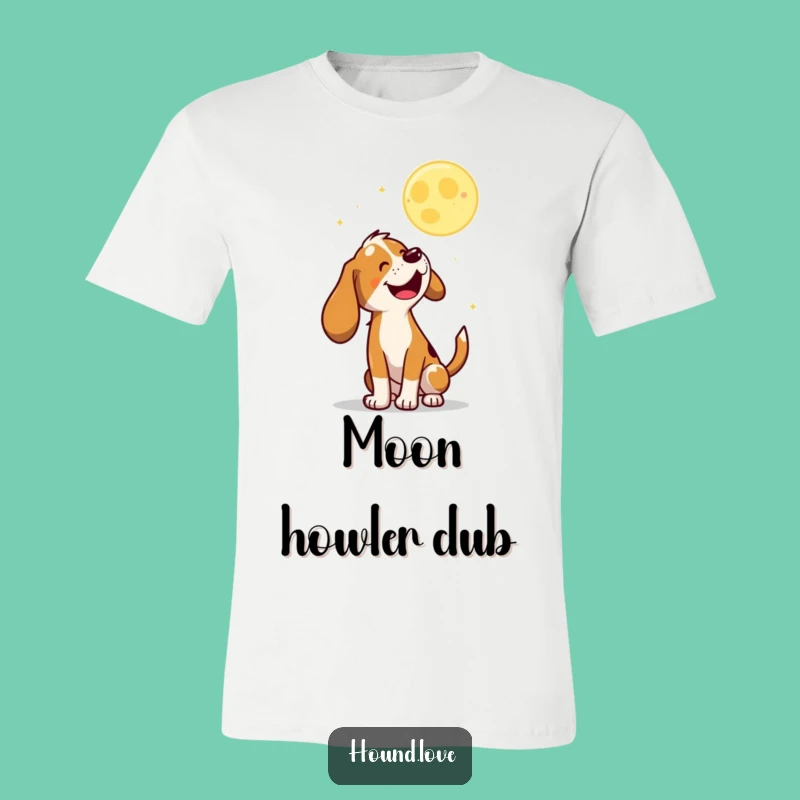 Funny Baying Hound T-Shirt: Canine Comedy Under the Moon Apparel