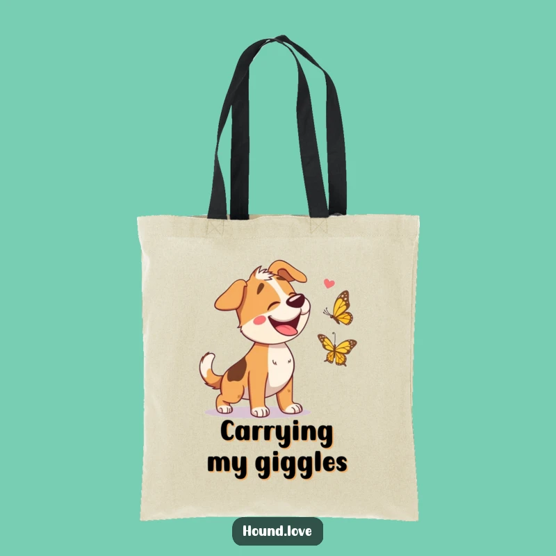 Funny Hound Chasing Butterfly Tote Bag: Stylish and Hilarious Pet Accessory Gift