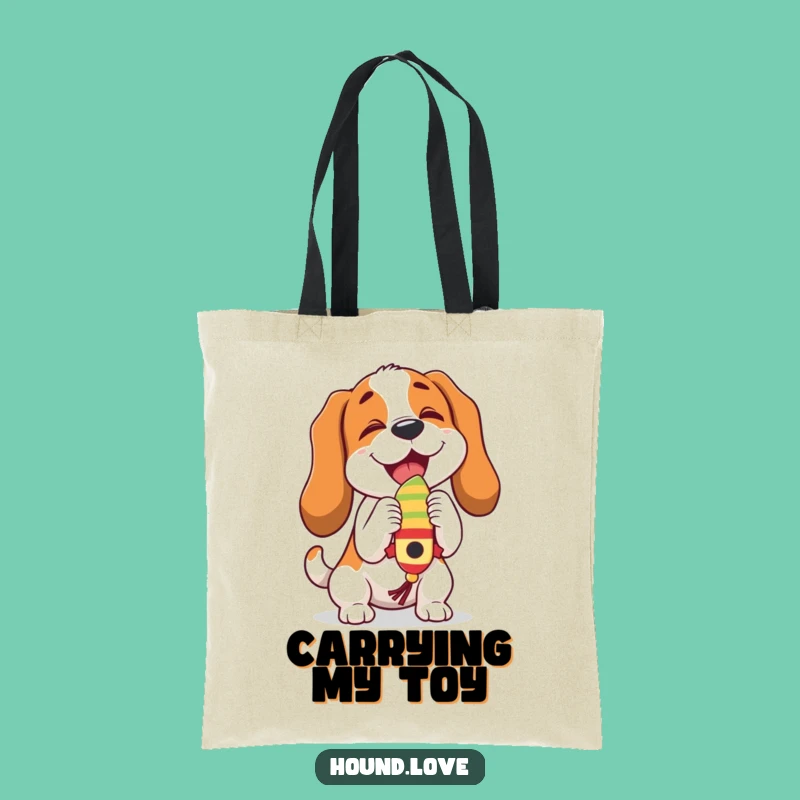 Funny Playful Hound Tote Bag: Wiggling Toy Fun, Ideal Funny Gift Bag