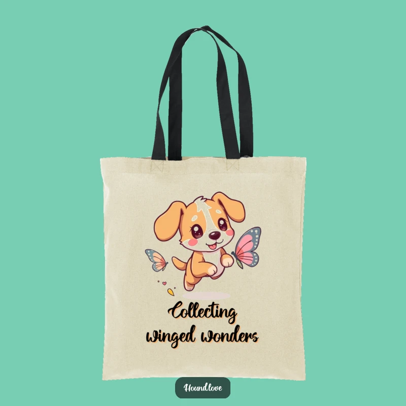 Funny Hound Butterfly Chase Tote Bag: Carry Your Essentials with Hilarious Whimsy